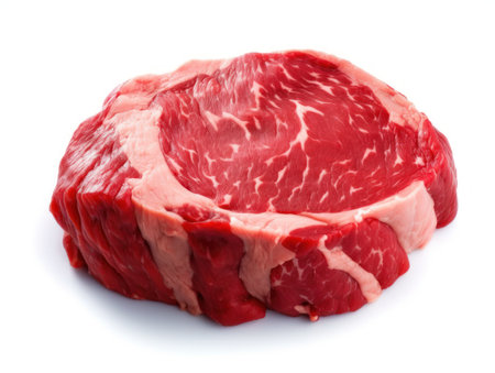 Raw beef fillet on white background photo. Generative AIの素材