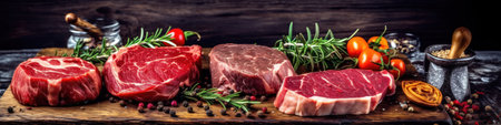 Fresh raw beef steaks. Generative AIの素材