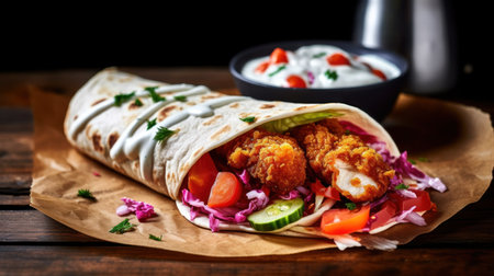 The Doner kebab (shawarma) with meat and sauce. Generative AIの素材