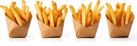 French fries on a white background. Generative AIの素材