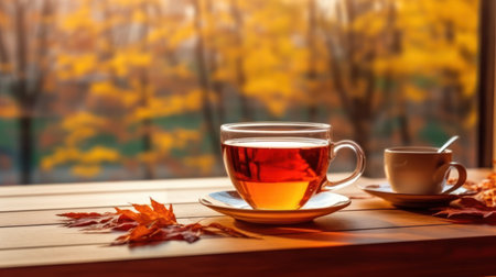 Cup of hot tea. Generative AIの素材