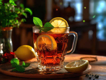 Cup of hot tea. Generative AIの素材