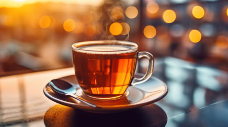Cup of hot tea. Generative AIの素材