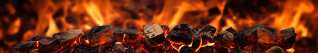 Burning coals from a fire abstract background. Generative aiの素材