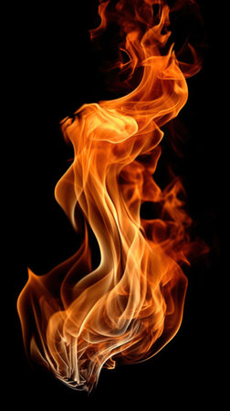 Fire flames on black background. Generative aiの素材