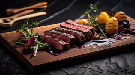 Sliced juicy grilled meat beef steak. Generative aiの素材