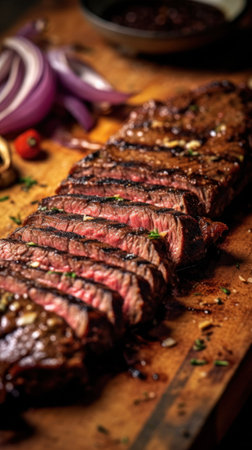 Sliced juicy grilled meat beef steak. Generative aiの素材