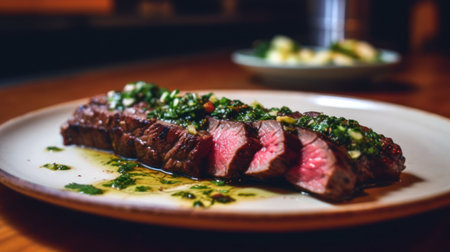 Sliced juicy grilled meat beef steak. Generative aiの素材