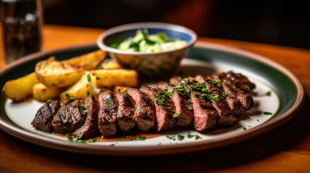 Sliced juicy grilled meat beef steak. Generative aiの素材