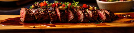 Sliced juicy grilled meat beef steak. Generative aiの素材