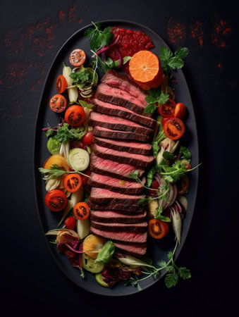 Sliced juicy grilled meat beef steak. Generative aiの素材