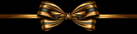 Gold bow on a black background. Generative AIの素材