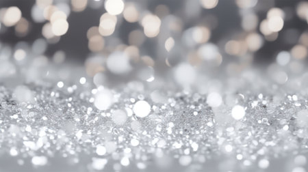 Glitter background in pastel delicate silver and white tones de-focused. Generative AIの素材