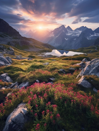 Mountain landscape. Generative AIの素材