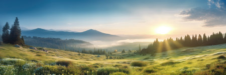 Mountain landscape. Generative AIの素材