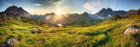 Mountain landscape. Generative AIの素材