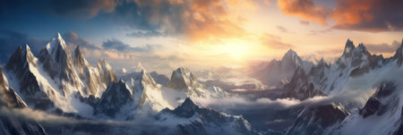 Mountain landscape. Generative AIの素材
