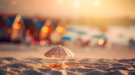 Tropical summer sand beach and bokeh sun light on sea background. Generative AIの素材