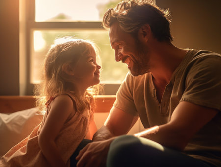 Happy Father Day. Father and daughter smiling happily. Generative AIの素材