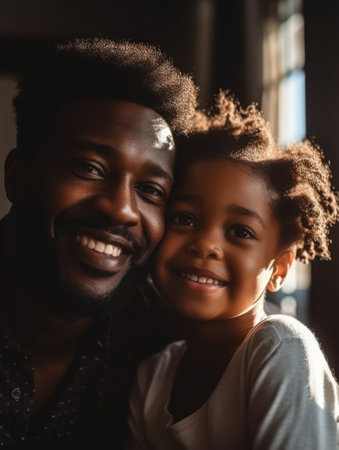 Happy father's day. African American father and daughter smiling happily. Generative AIの素材
