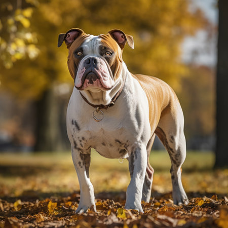 A beautiful and muscular breed of dog with a glossy coat, broad head, and strong jawsの素材