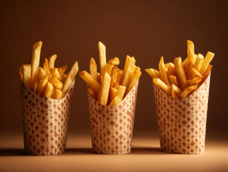 French fries is cooking into deep fryer at kitchen. Generative AIの素材