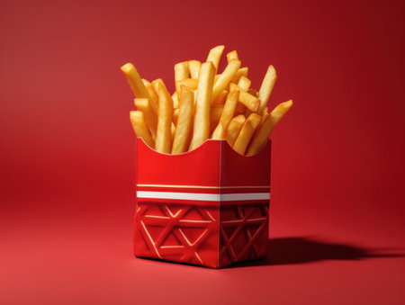 French fries is cooking into deep fryer at kitchen. Generative AIの素材
