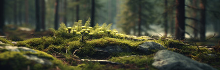 Beautiful forest landscape. Generative AIの素材