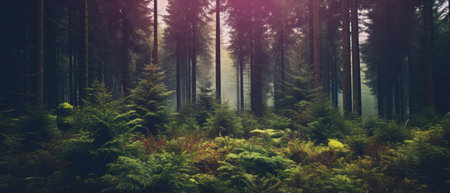 Beautiful forest landscape. Generative AIの素材