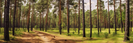 Beautiful forest landscape. Generative AIの素材