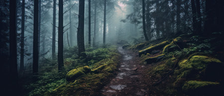 Beautiful forest landscape. Generative AIの素材