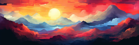 Abstract paint landscape theme. Painting style backgroundの素材