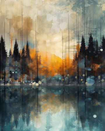 Abstract paint landscape theme. Painting style backgroundの素材