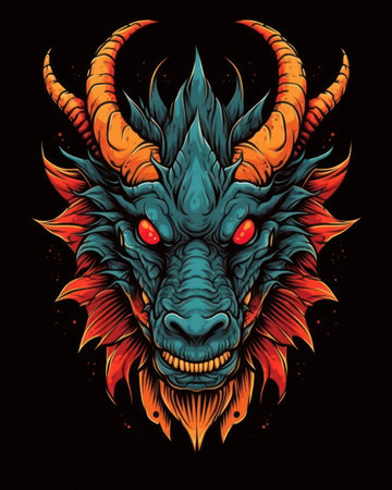 Dragon. Horror illustration. Print for T-shirts.の素材