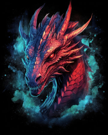 Dragon. Horror illustration. Print for T-shirts.の素材