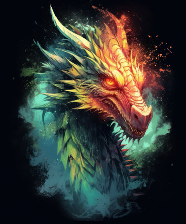 Dragon. Horror illustration. Print for T-shirts.の素材