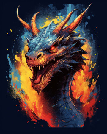 Dragon. Horror illustration. Print for T-shirts.の素材