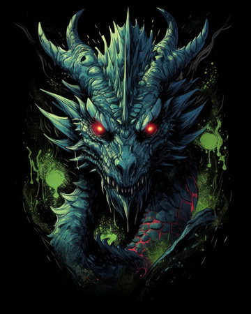 Dragon. Horror illustration. Print for T-shirts.の素材