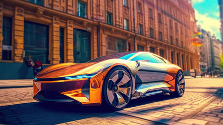Vehicle of the future. Mini mobility, electric transport. Automotive innovation, technology conceptの素材