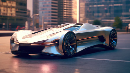 Vehicle of the future. Mini mobility, electric transport. Automotive innovation, technology conceptの素材