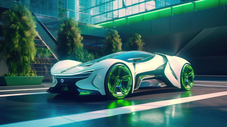 Vehicle of the future. Mini mobility, electric transport. Automotive innovation, technology conceptの素材