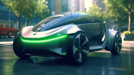 Vehicle of the future. Mini mobility, electric transport. Automotive innovation, technology conceptの素材