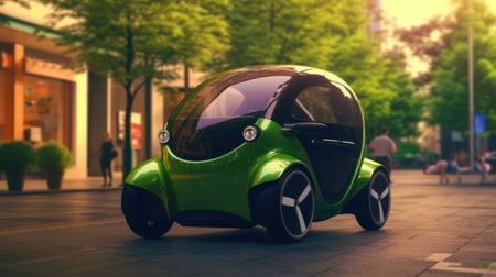 Vehicle of the future. Mini mobility, electric transport. Automotive innovation, technology conceptの素材