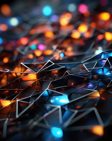 AI, Artificial Intelligence concept. Neural network connecting dots and linesの素材