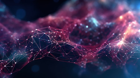 AI, Artificial Intelligence concept. Neural network connecting dots and linesの素材