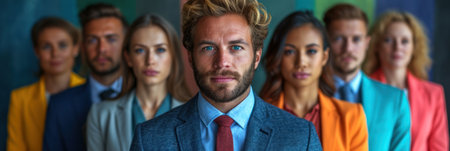 Portrait of smiling diverse multiracial young people. Choosing the best candidate for the jobの素材