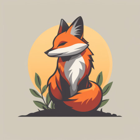 Animal Fox. Logo illustration of a Fox. Fox emblem, icon, logotype,decal, print.の素材