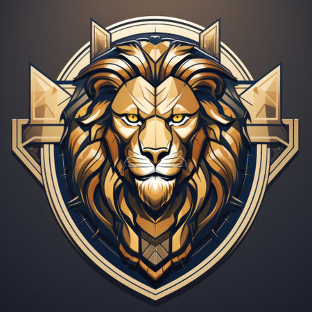 Animal Lion. Logo illustration of a Lion. Lion emblem, icon, logotype,decal, print.の素材