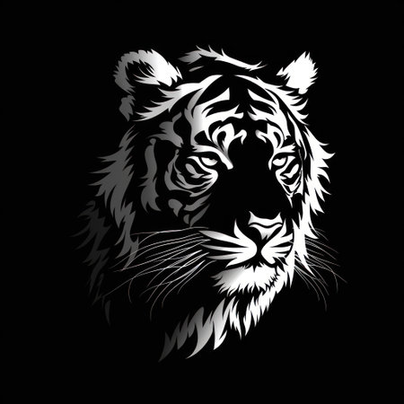 Animal Tiger. Logo illustration of a Tiger. Tiger emblem, icon, logotype,decal, print.の素材