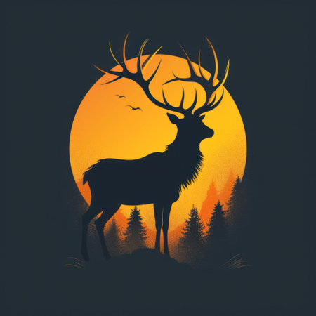 Animal Deer. Logo illustration of a Deer. Deer emblem, icon, logotype,decal, printの素材